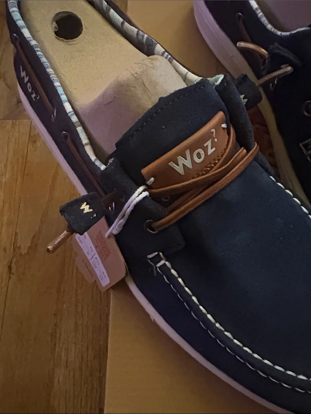 WOZ? Navy and Tan Suede Boat Shoes